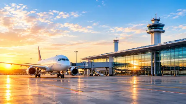 Avion sur la piste de l'aéroport