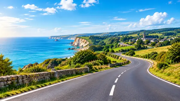 Route traversant un paysage naturel